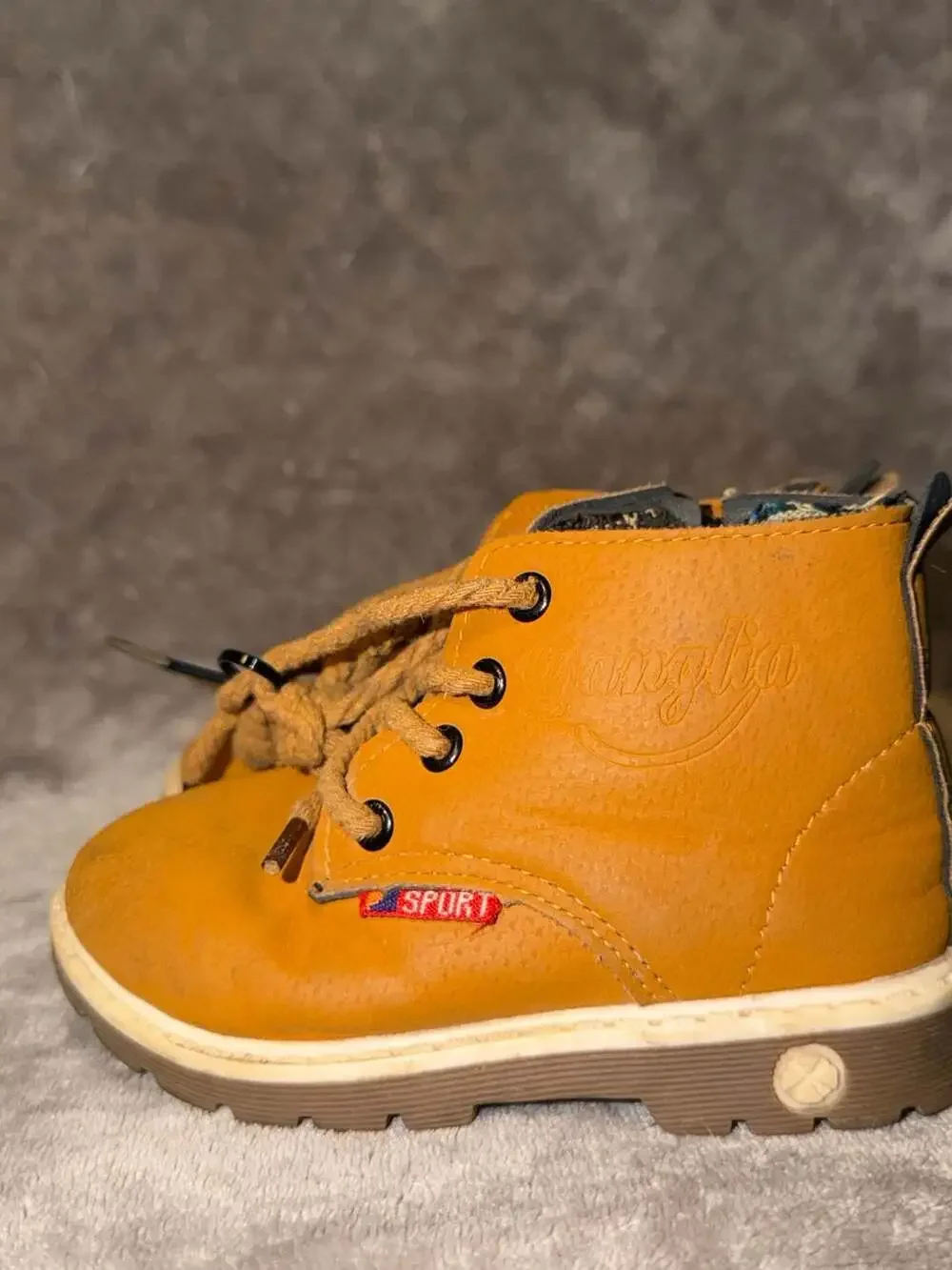 Danglia Sport Baby Chukka Booties Tan Faux Leather